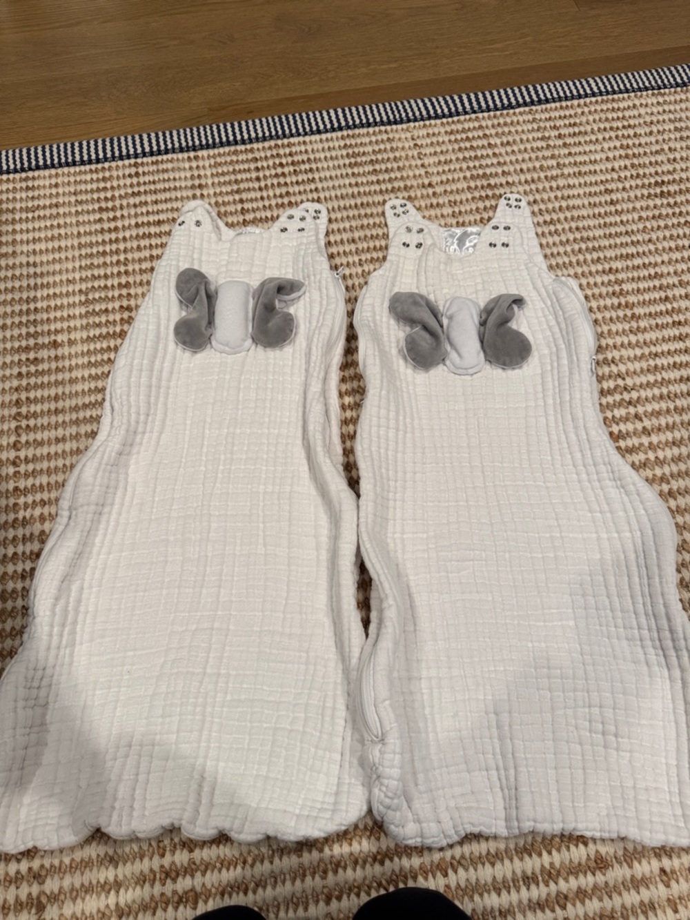 Kids White Muslin Sleep Sack with Gray Elephant Ears - Brand Unspecified